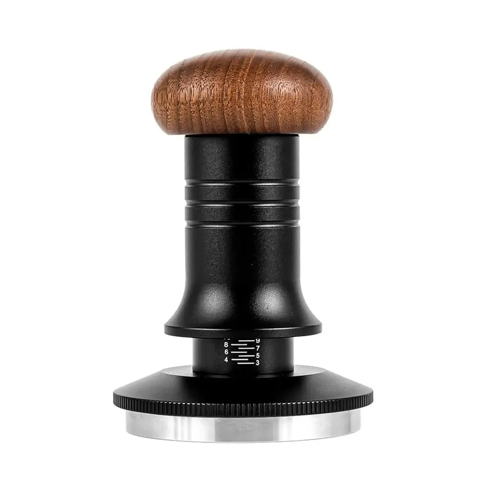 Adjustable Height Espresso Tamper with Scale 51/53/58mm Stainless Steel Coffee Powder Press Hammer Threaded/Flat Base