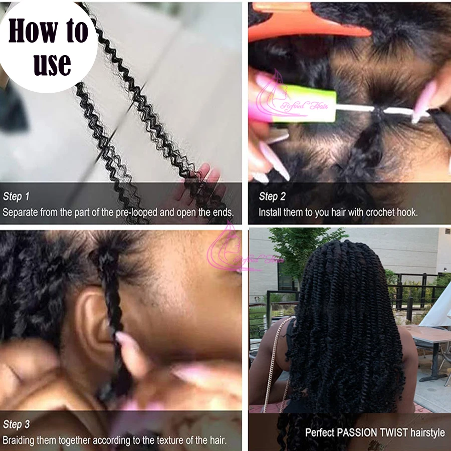 Passion Twist Crochet Hair Long Water Wave Black brown light brown Ombre Braiding Hair Extensions Synthetic Curly Braids