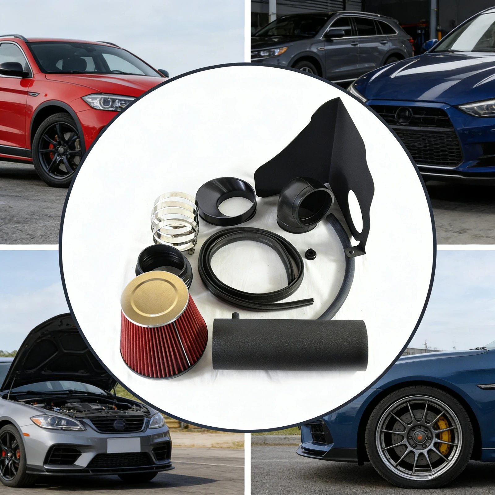 

Air intake kit black wrinkle + red filter suitable for Dodge/Chrysler 2005-2010 V8 5.7L/6.1L, Improves Engine Efficiency