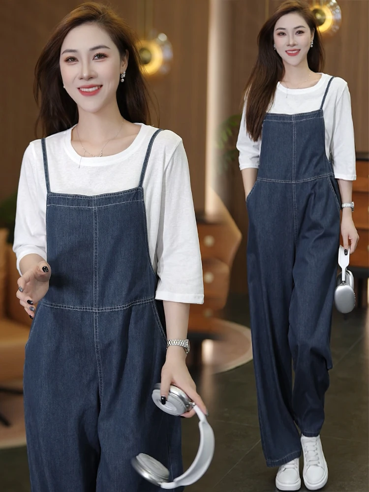 Faionable macacão jeans feminino longo sve camiseta conjunto de duas peças emagrecimento sle cintura alta casual wear outono nova chegada