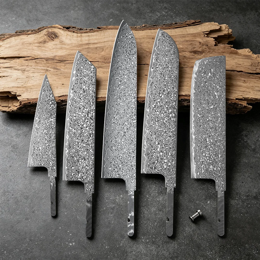 TURWHO 1-5PCS DIY Chef Knives Kiritsuke Knife Nakiri Knives Blank Damascus Steel VG10 Blade Material Semi Finished Knife Blank