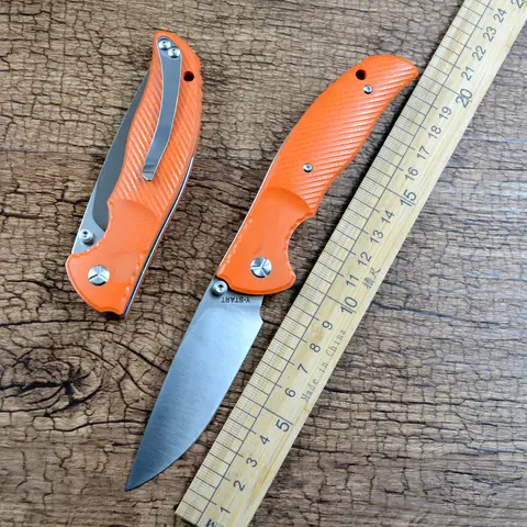 Y-START JIN02 Folding Knife D2 Satin Blade G10 Handle Orange Hunting EDC Outdoor Pocket Knife