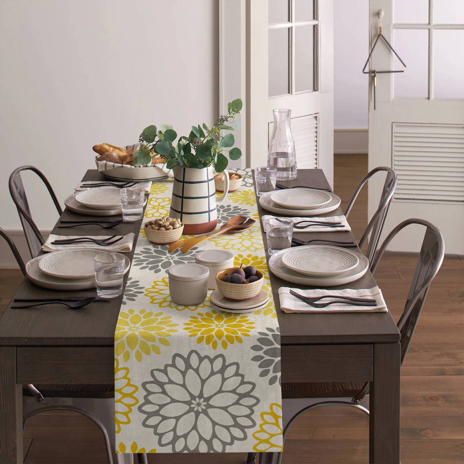 Yellow Gray Table Runner Home Dining Table Coffee Table Holiday Wedding Decoration Party Dinner Table Runner Party Decor