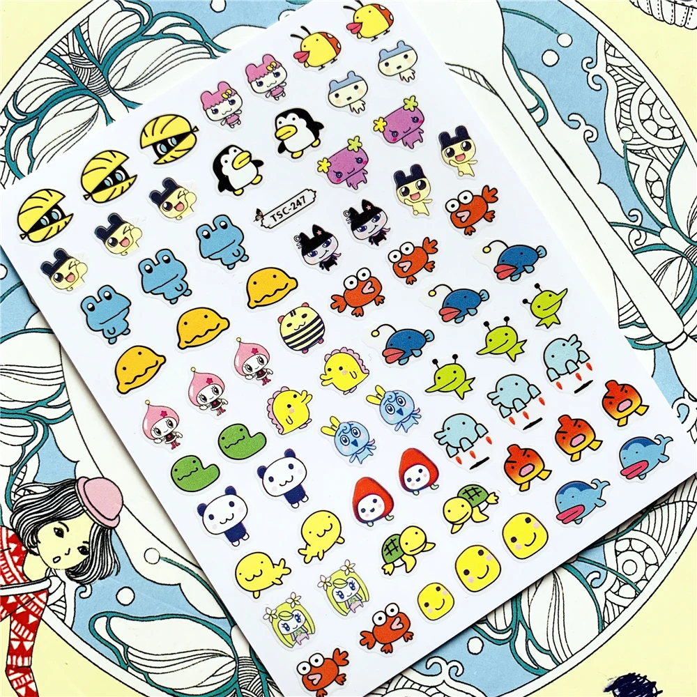 TSC-247  Anime cartoon turtle clown fish penguin  DIY 3D Back glue Nail Art Stickers Decals Sliders Nail ornament decoration