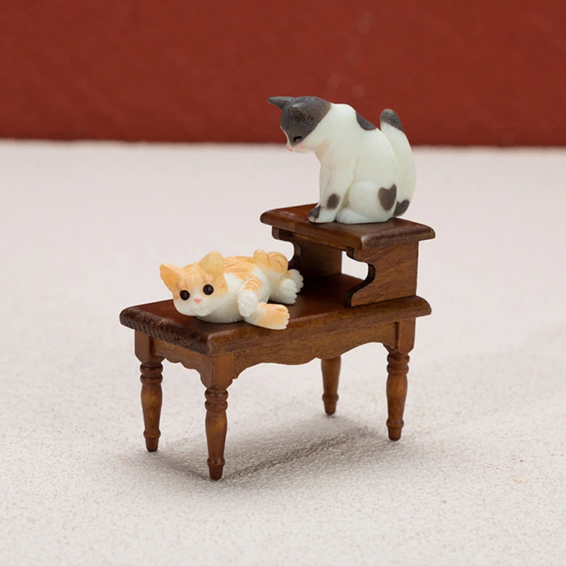 

1/12 Dollhouse Table Model Dollhouse Double Layer Tea Table Miniature Doll House Furniture Decoration Accessories