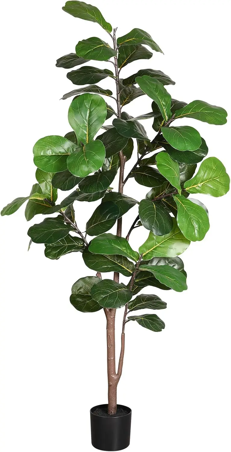 

6ft Artificial Fiddle Leaf Fig Tree in Pot, Realistic Fake Plant for Indoor Outdoor Decor