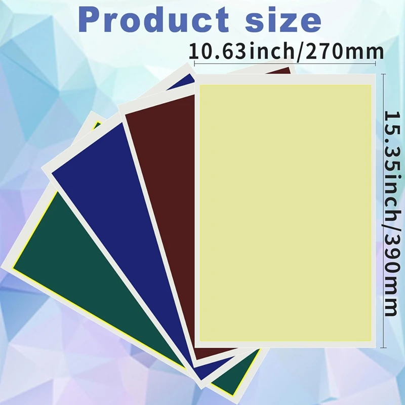 4Pieces Coloful Laser Engraving Marking Paper 39x27CM Engraving Color Paper Laser Marking Paper for Ceramics Glass Metal-A51M