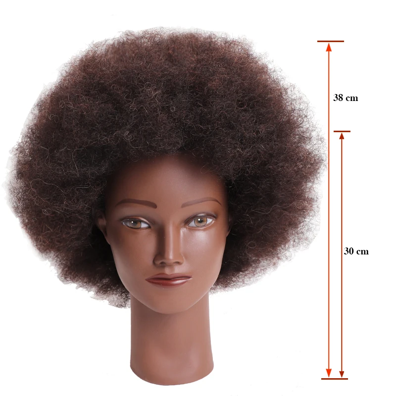 Afro Kinky Curly Training Head Female Mannequin Head With 100% Human Hair Hairdresser Training Manikin With Table Clamp Holder