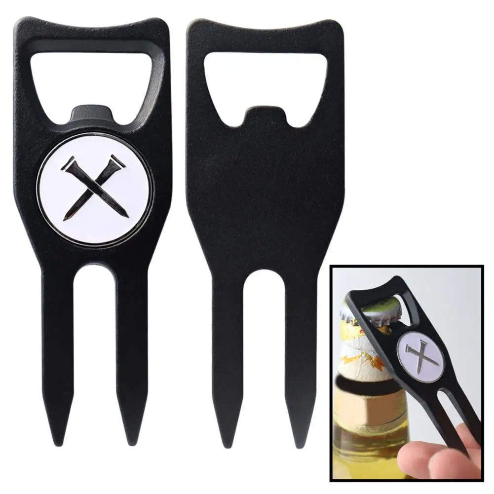 Golf Fork Multi-function Bottle Opener Divot Fork Ergonomic Design Golfing Pitch Repair Ball Marker Golf Accessories