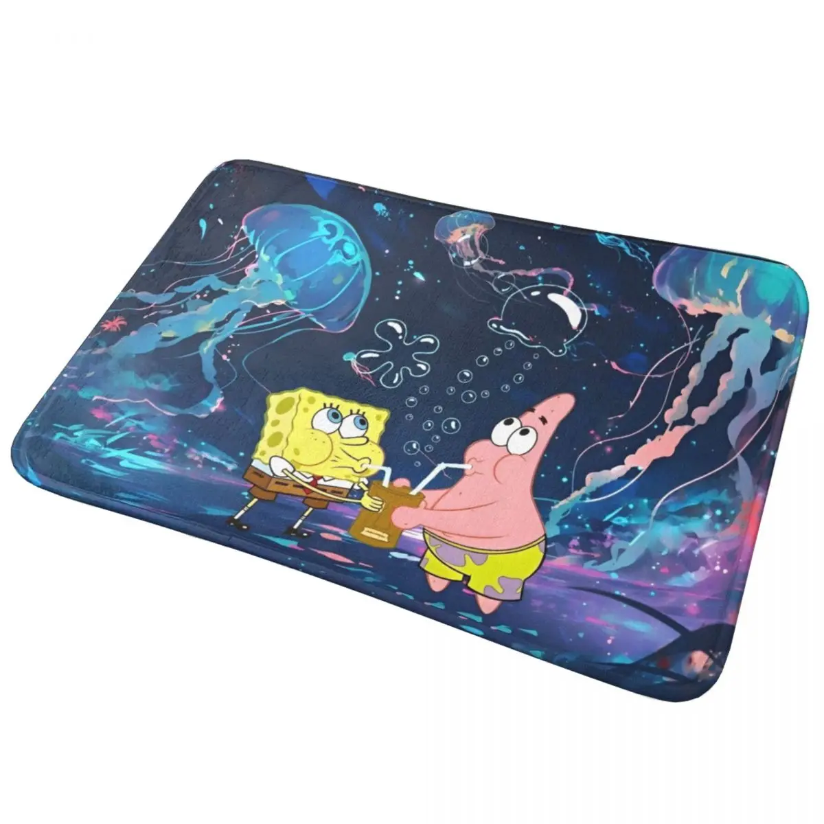 S-Sponge Bobed AND Stars Cartoon Home Entrance Door Mat Non Slip Doormat Bath Rug Soft Absorbent Floor Mats for Tube 60x40