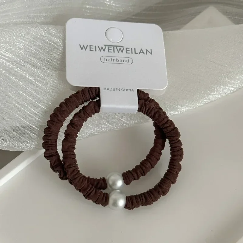 2PC minimalistische en veelzijdige goede parel hoge elasticiteit haarbanden voor vrouwen meisjes paardenstaart houder haarringen touw accessoires