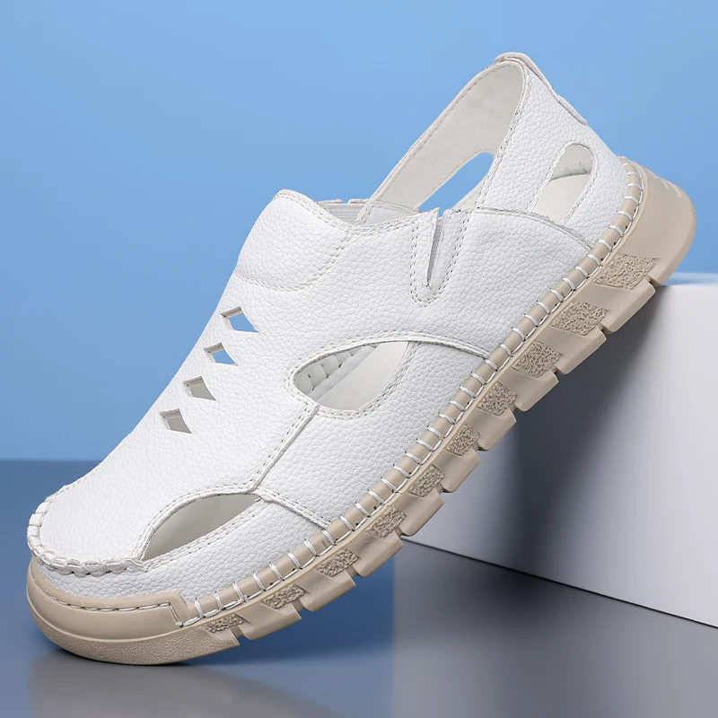 

Men's Slip-On Loafers Summer Breathable Hollow out Comfortable Anti-Slip Soft Bottom Casual Sandals for Easy Wear-HT617