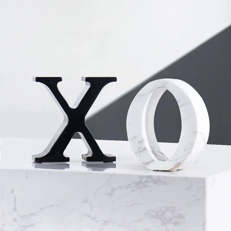 Natural marble XO letter book file design ornament home hotel desktop book stand office book stand decoration