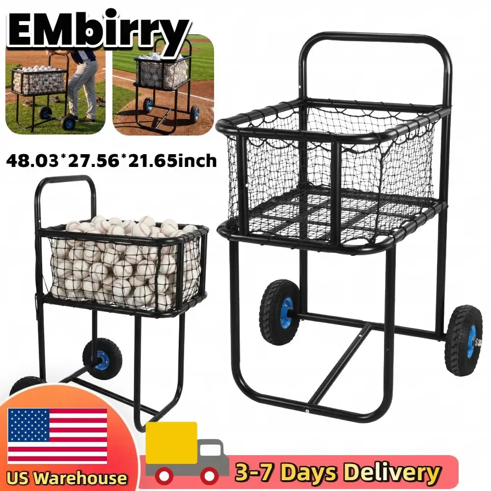 

Спортивная тележка для бейсбольных мячей с колесами, большая тележка для софтбола, транспортная тележка для бейсбольных мячей для поля и тренировок, вмещает более 100 бейсбольных мячей