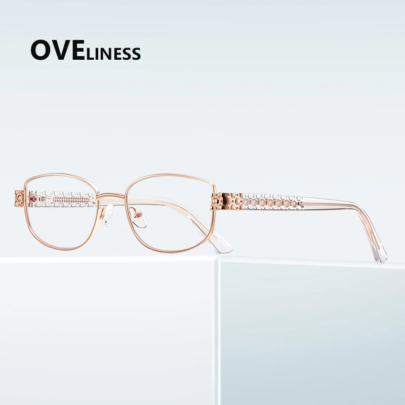 Retro computer Glasses Light Blocking Female Alloy Reading Glasses Brand Design Presbyopia Eyeglasses women Fashion Spectacles