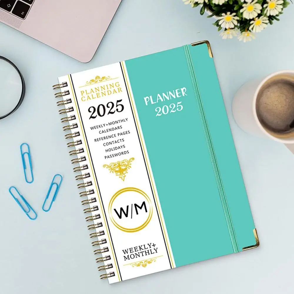 New Paper 2025 Planner Notebook A5 Coil 365 Days Diary Book Office Stationery with Index Tags Daily Plan Schedule Notepad