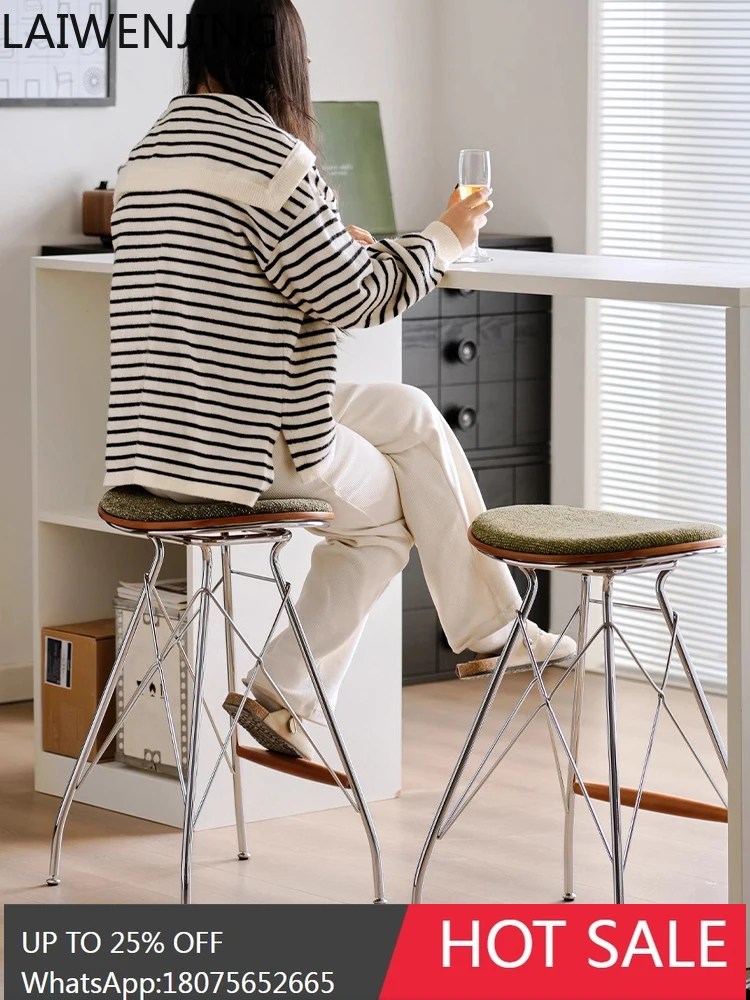 كرسي بار من الحديد المطاوع الناعم مقعد مرتفع الحد الأدنى مسند ظهر شمالي غير رسمي #3