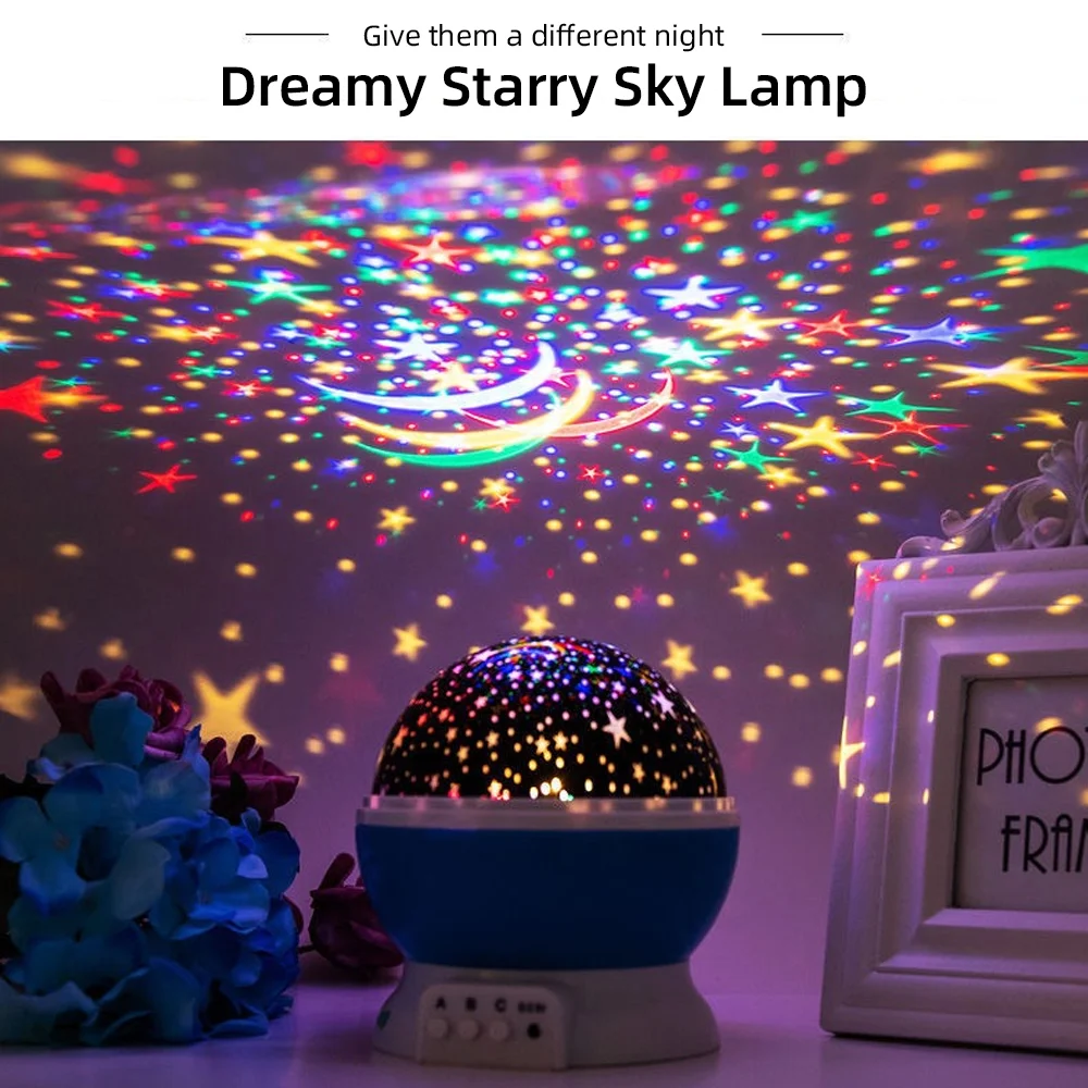 Star Projector Lamp Children Bedroom LED Night Light Baby Lamp Decor Starry Festival Atmosphere Lamp Moon Galaxy Projector Lamp