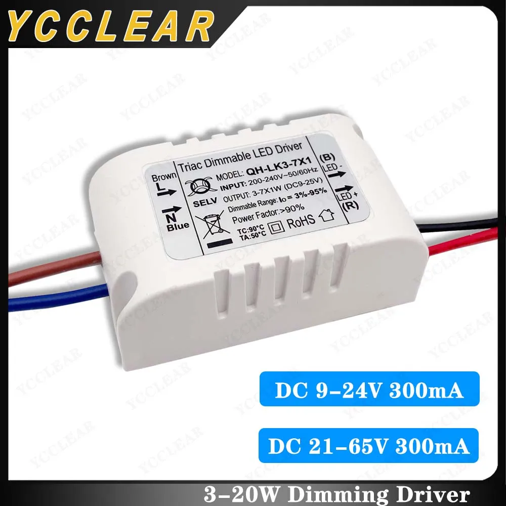 LED Dimmable Driver DC9-24V 21-65V 300mA Dimming Lighting Transformers For 3W 5W 7W 9W 10W 12W 15W 18W 20W Power Supply