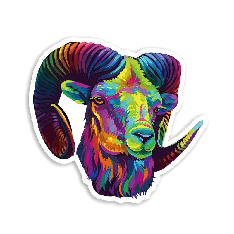 CS12388# Neon Sheep Rams Head Waterproof Vinyl Decal Sticker For Cars Walls Windows, Bumper Sticker External Accessories