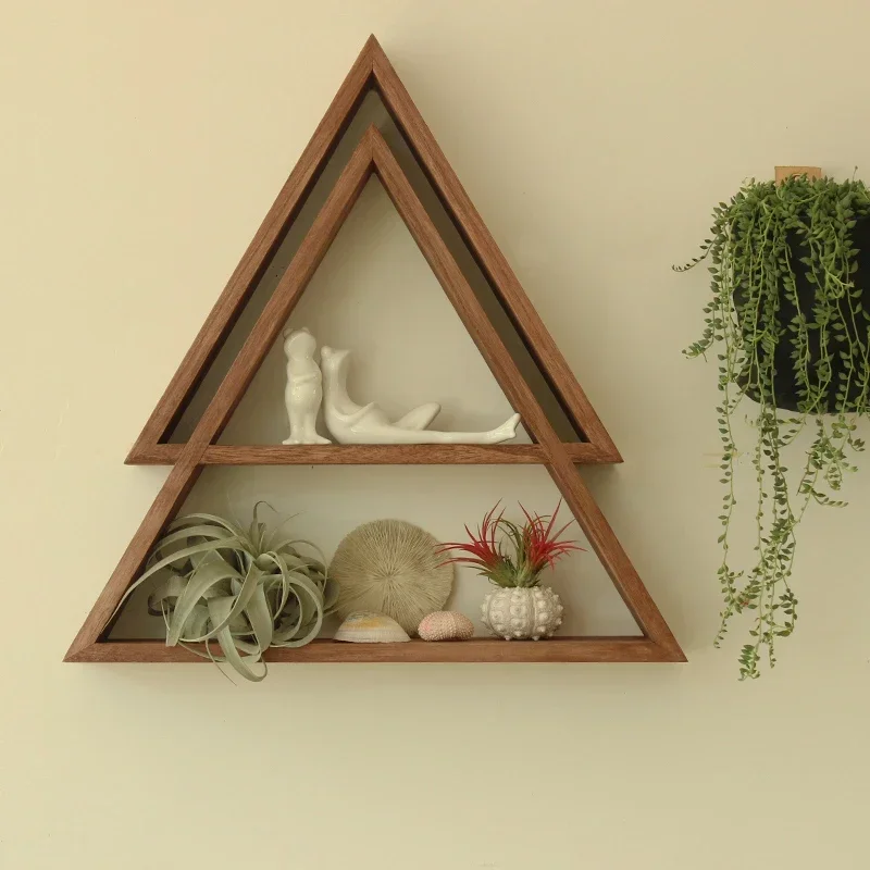 

Wooden Wall Shelf Geometric Bookshelf Bedroom Storage Rack Mountain Decor Living Room Organizer Wall Decoration Space-Saving