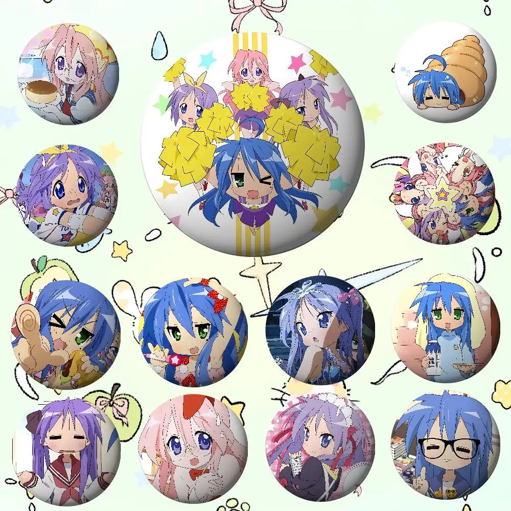 Cute L-Lucky Star Badges Tinplate Soft Button Pin Brooch Metal Badge Custom Jewelry Accessories Hat Bag Lapel