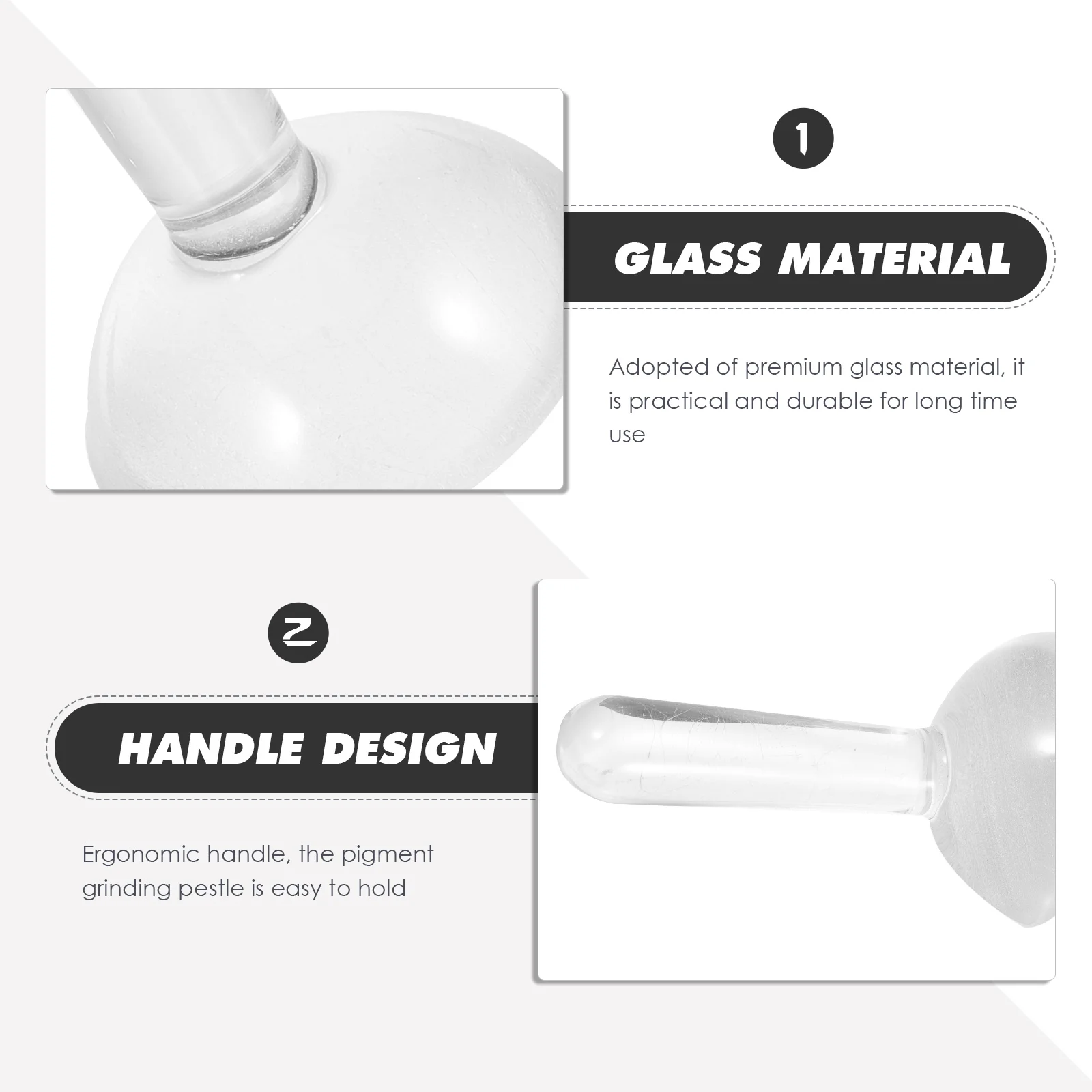 

Glass Pigment Grinding Pestle Transparent 3 Watercolor Oil Paints Practical Tool Ergonomic Handle Portable Lightweight Artists