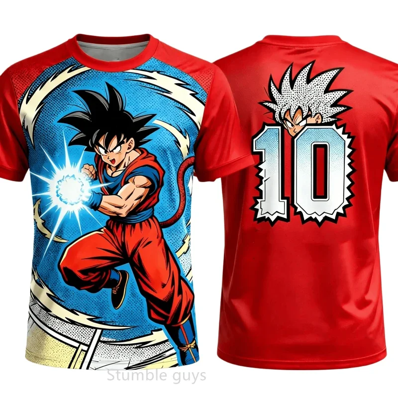 Herren Dragon Ball Z T-Shirt Goten Beerus Kurzarm Anime Sportswear Jungen Fußballstar's Gleiches T-Shirt Herrenbekleidung