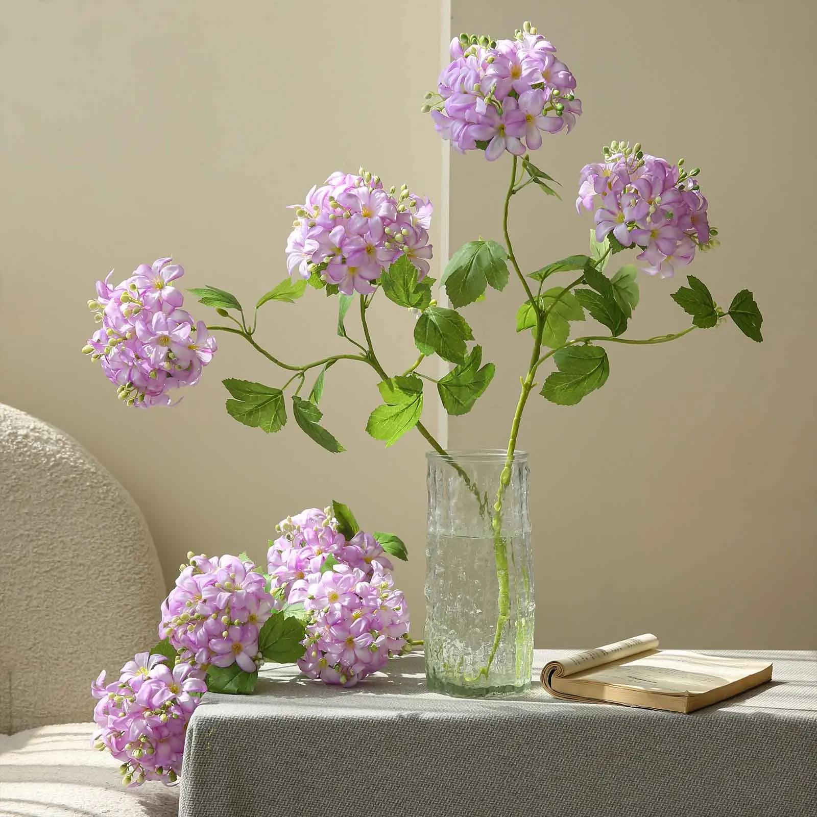 

Simulated Flower 2 Heads Hydrangea European Style Indoor Dining Table Bouquet Room Vase Decoration Flower Arrangement Silk Props