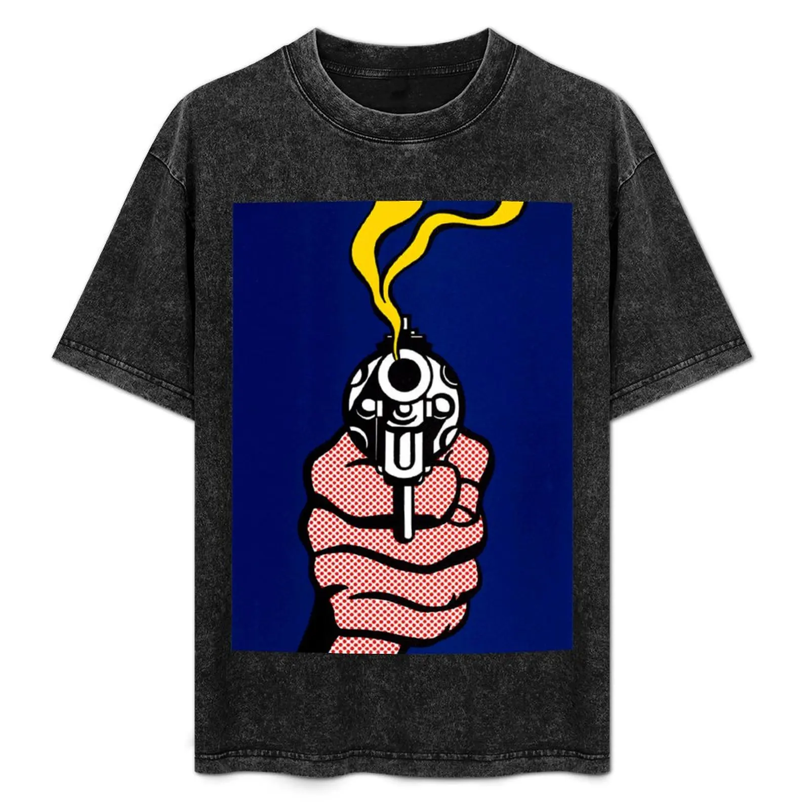 The Gun in America, by Roy Lichtenstein T-Shirt quick drying oversized graphic tee mens t shirt