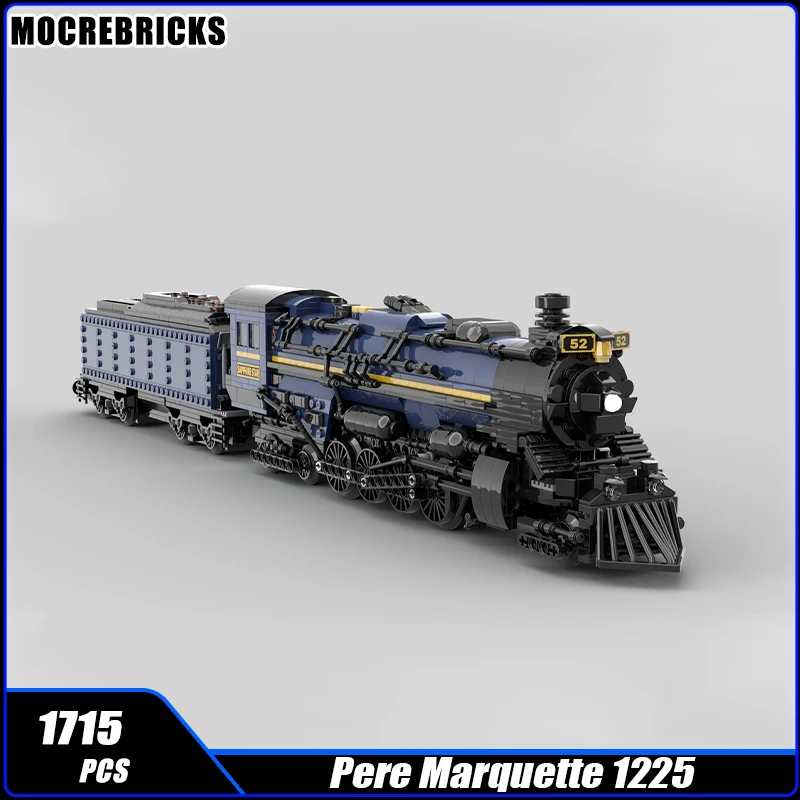 

MOC-165958 City Railway Steam Train Building Block Pere Marquette 1225 Orient Express Carriage Assembly Model Brick Toy Gifts