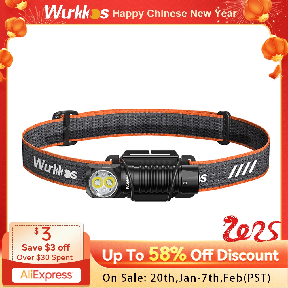 Wurkkos HD12 850 Lumens Rechargeable 14500/AA Headlamp with Red Light Flashlight with Magnet Tail for Camping Hiking Fishing