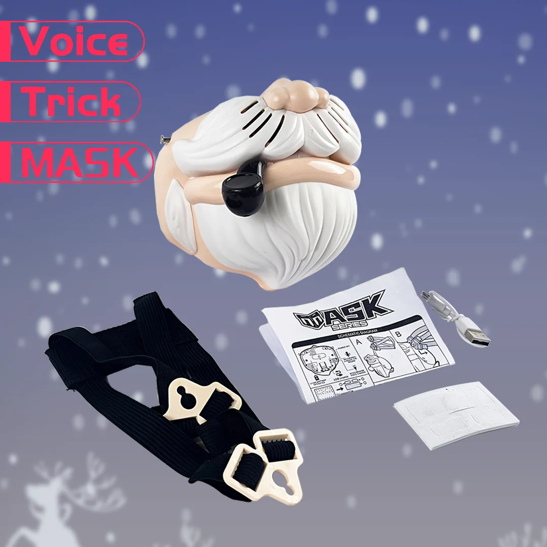 Voice Changer Santa Claus Face Mask for Kids – Christmas Party Cosplay, Sound-Changing Toy, USB Charging, Perfect Holiday Gift f
