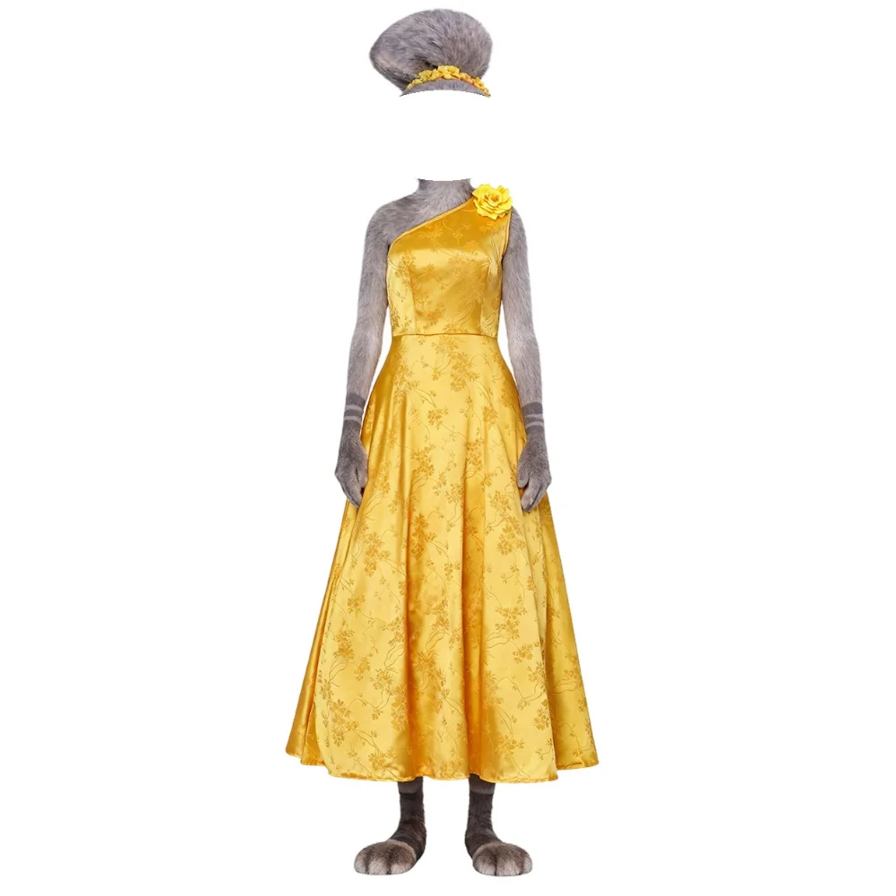 

Anime Zoo2 Judy Hopps Cosplay Costume Yellow Dress With Hair Accessory Halloween Party Clothes Disguise Cartoon Roleplay Costume