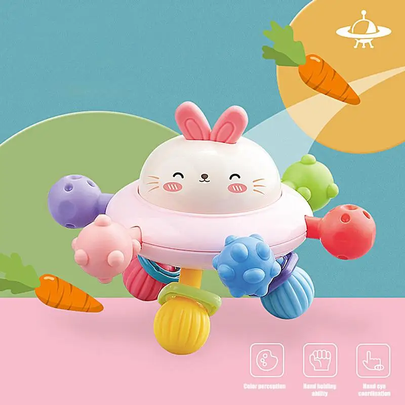 Sensorial Bunny Silicone Teething Ball para crianças, Brinquedo calmante macio, Sensorial Play Teether, Estimulante e macio, Brinquedo de desenvolvimento