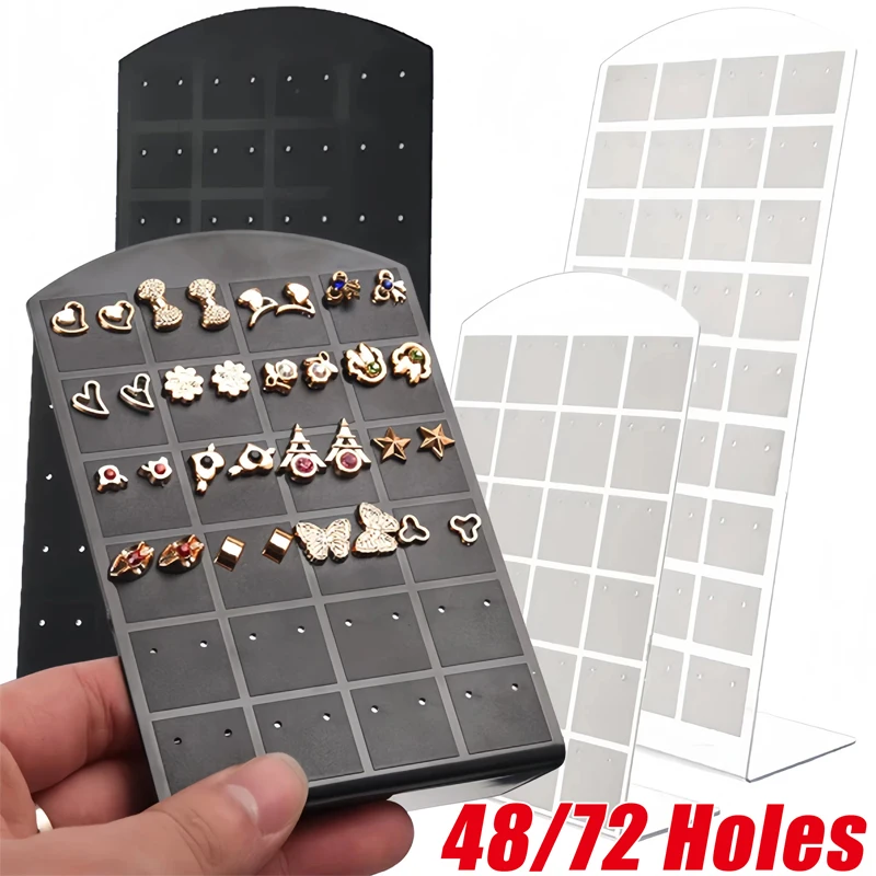 

48/72 Holes Earrings Ear Studs Holder Jewelry Display Holders Portable Plastic Earring Showcase Storage Rack Organizer Stand Box