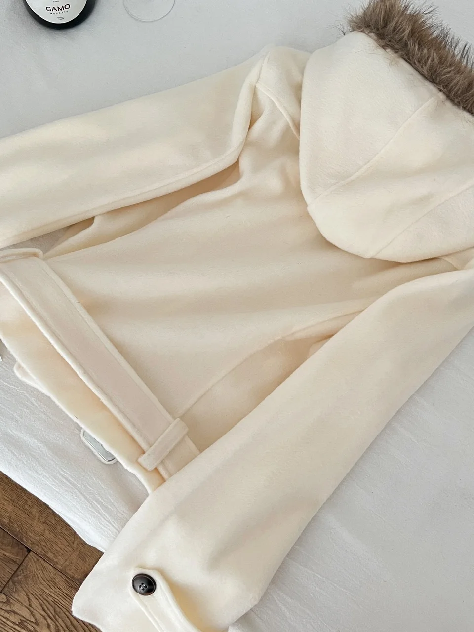 

American Retro Hooded ort Thiened Woolen Coat Women's Autumn Winter Outerwear Polyester Fiber 00% Quilted Insertion