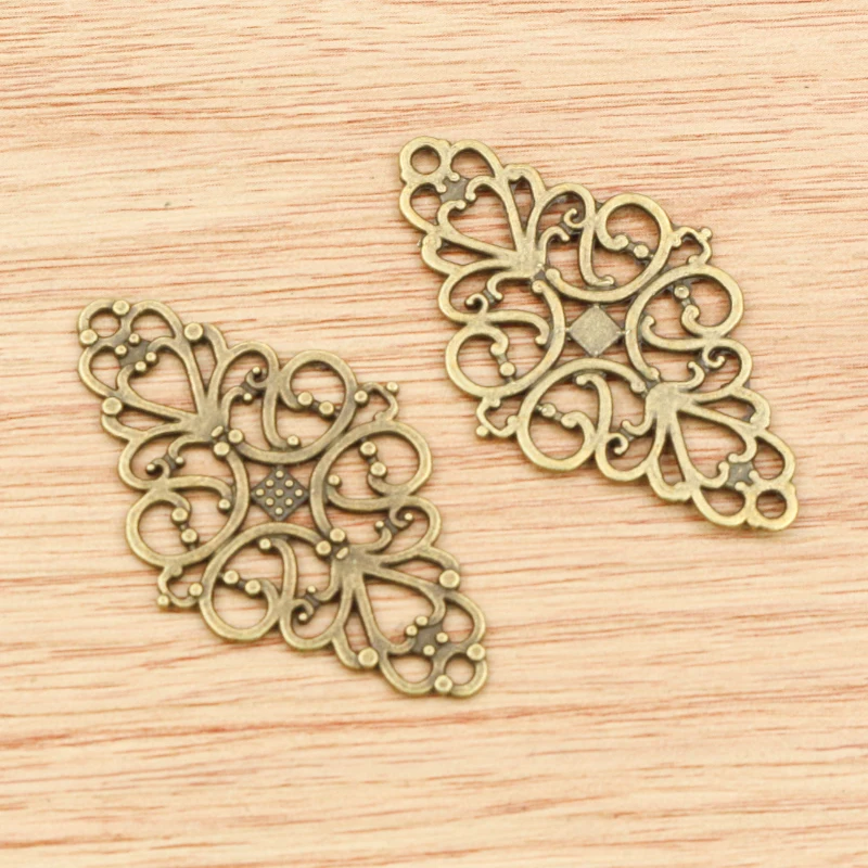 10 sztuk 41x25mm antyczny brąz i antyczne srebro pozłacane kwiat styl złącze ręcznie robiony wisiorek: DIY dla bransoletka naszyjnik — zdjęcie 5