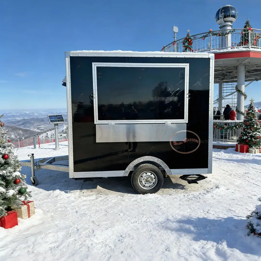 

Fiberglass Food Trailer Mobile Kitchen Cart for Fast Food Coffee Burger Sales with Stainless Steel Equipment