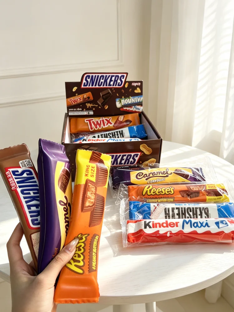 2026 Heiß begehrte Snickers Schokoladen-Snack-Squishies, Fidget-Spielzeug, langsam zurückfederndes Quetschspielzeug, Angstlinderung, kreatives kleines Geschenk