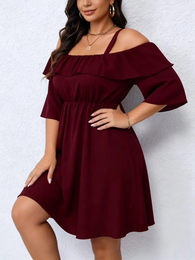 XL-5XL Plus Size Clothes Dresses Women Robes Summer Half Sleeve Street Style Casual 3XL 4XL Big Size Mini Dress Oversize view 3