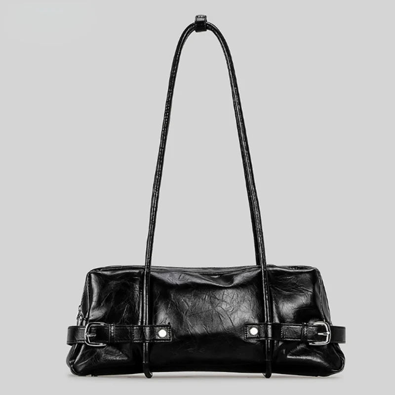 

New Design Dumpling Bag Soft Leather Underarm Motorcycle Bag Vintage Y2K Shoulder Bag Large Capacity Handbag