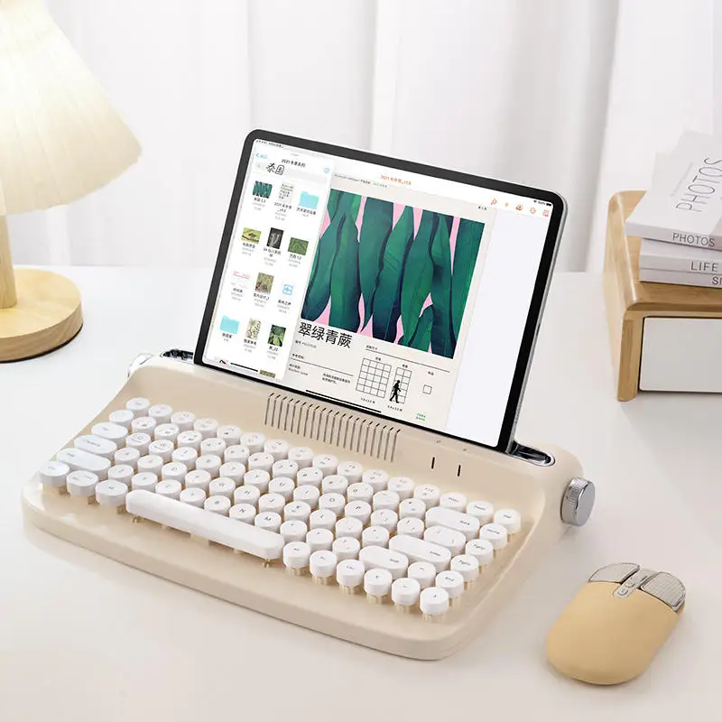 

Fashion Korea Actto Bluetooth Typewriter Keyboard Mouse Set Retro Steampunk Dot Office Wireless Mechanical Keyboard B303