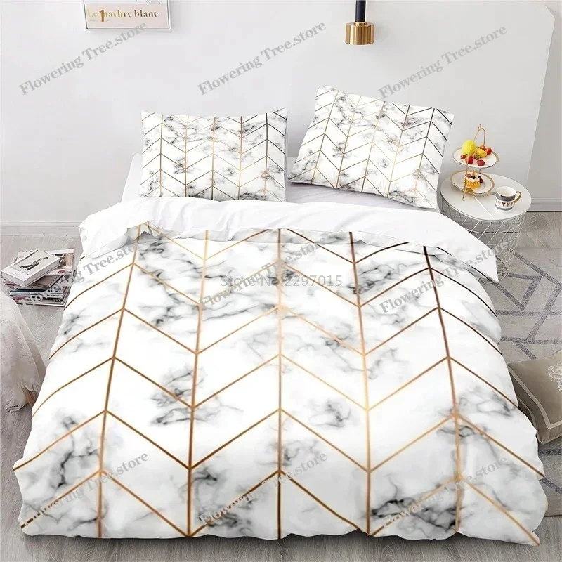 

Black White Marbling Stone Pattern Bedding Set Luxury Adult Children Comforter Cover Sets with Pillowcase Duvet Cover Set