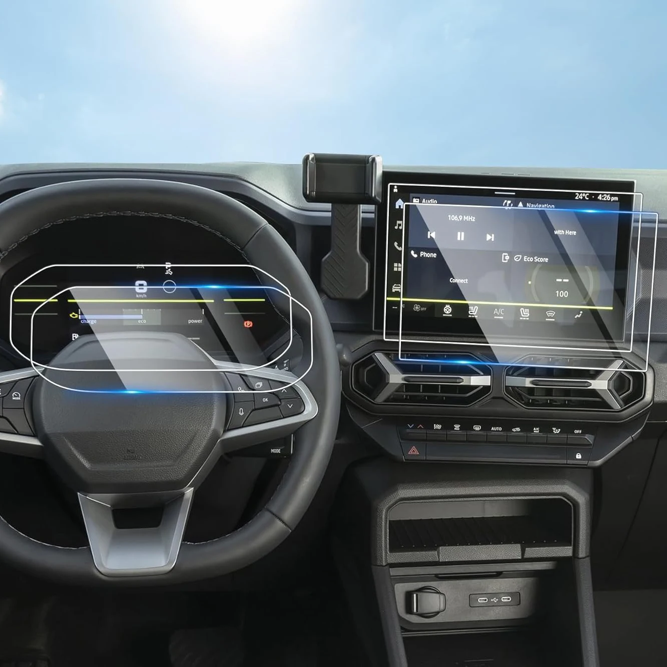 [2 Stück für Dacia Duster 3 2024 2025 2026 Displayschutzfolie (Navigation + Instrumententafel) PET 6H HD Displayschutzfolien