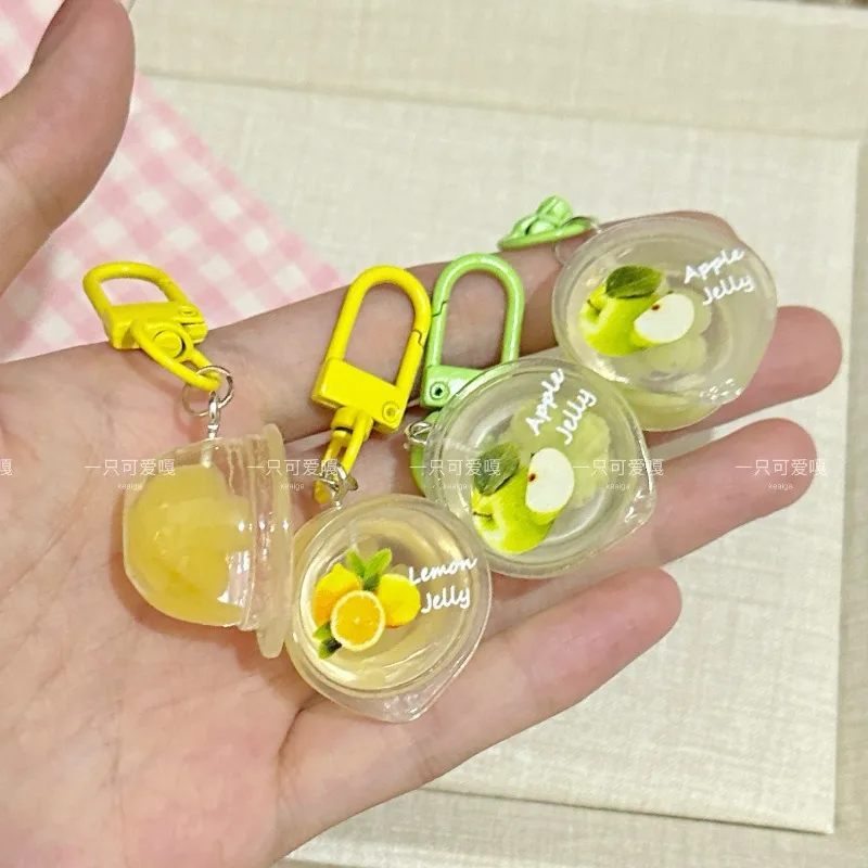 Jelly Keychain Organizer Cute Fake Gelatin Food Charm Creative Backpack Purse Clip for Best Friend Couple Keyring Accessories