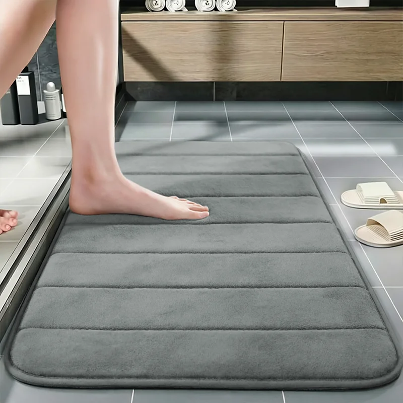 1Pc Geometric Striped Pattern, Soft and Lightweight, Skin-Friendly Bathroom Accessory, Non-Slip Bath Mat, Washable Bathroom Rug. Three Sizes. Available in Six Colors, Suitable for Shower Areas, Bathroom Entrances, and Bedroom Decor. Modern Bathroom Mat, Durable Bathroom Rug