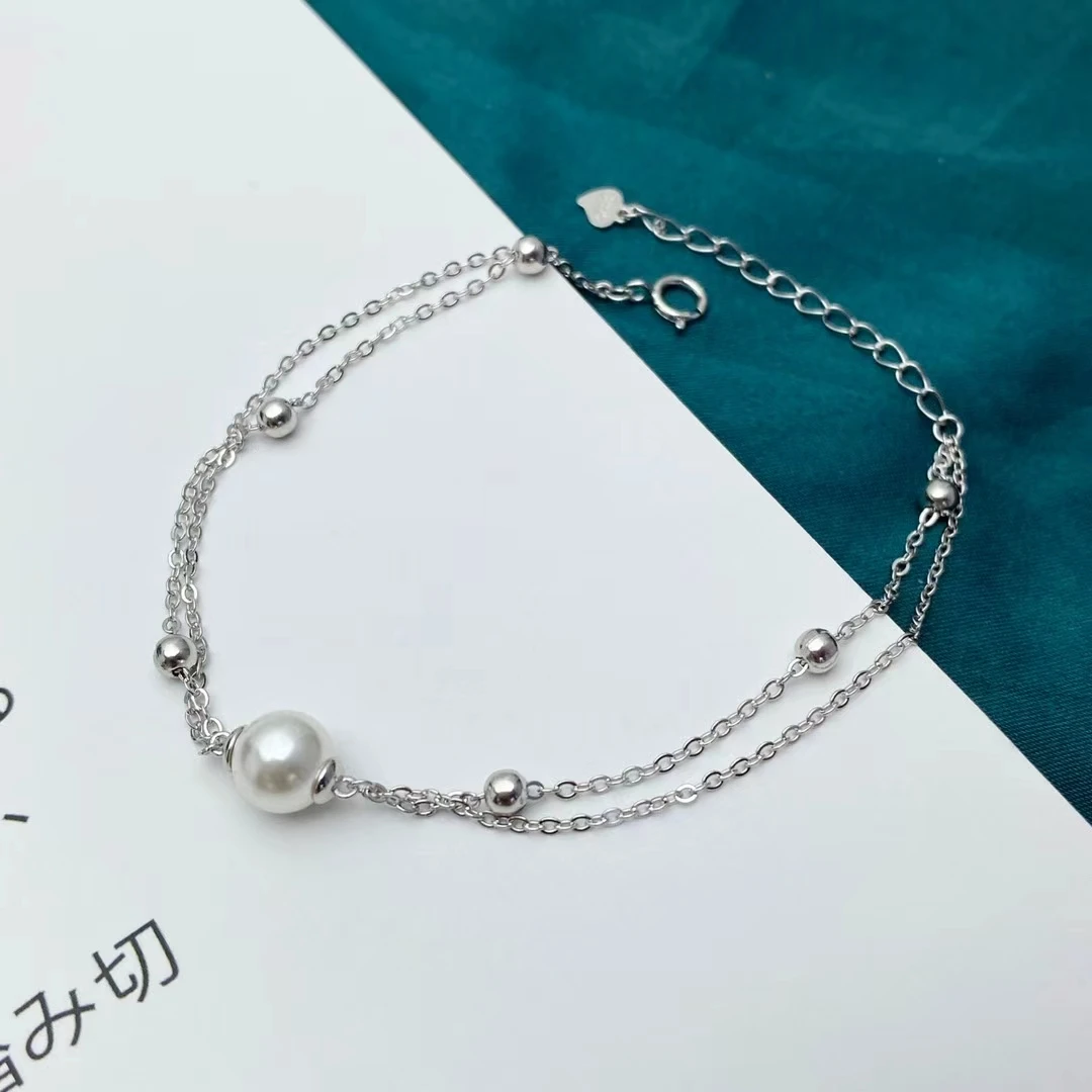 925 Sterling Silver Bracelet Mount Settings Finding Mountings Base Part Bangle for 7-10mm Pearls Stones Beads 5pcs/lot