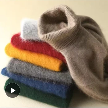 100% 男性ミンクカシミヤセーター無地タートルネック厚い秋と冬ルーズ大きいサイズタートルネックウール底シャツ