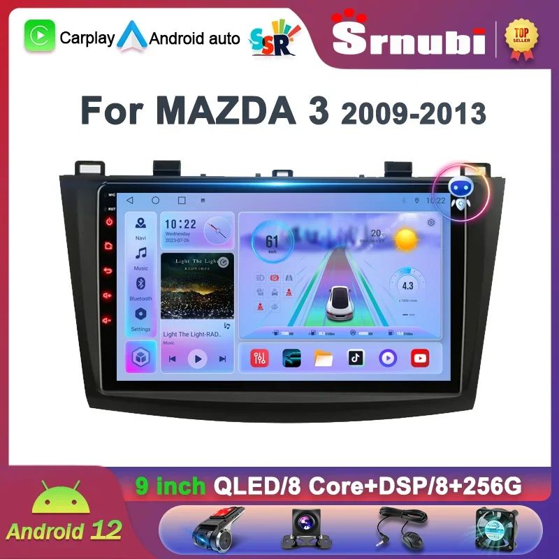 

Srnubi Android 12,0 автомобильное радио для Mazda 3 2009-2013 мультимедийный видеоплеер 2Din 4G WIFI GPS навигация Carplay DVD головное устройство